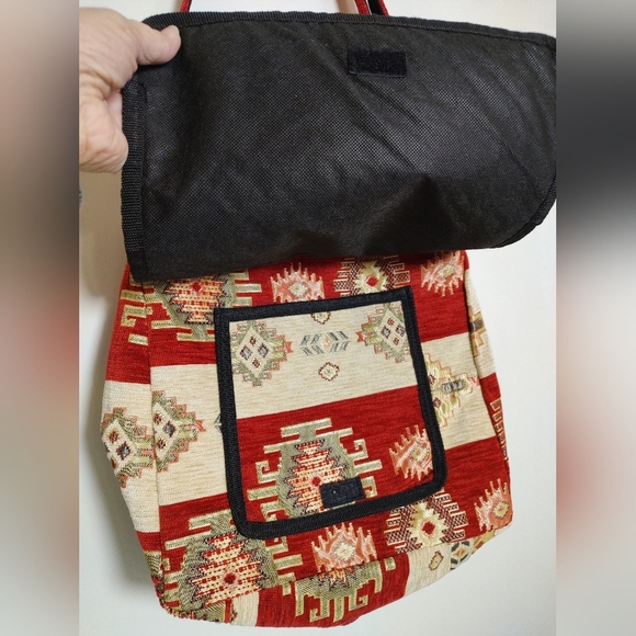 Aztec Southwestern Red and Cream Patterned Messenger Bag - Picture 3 of 10